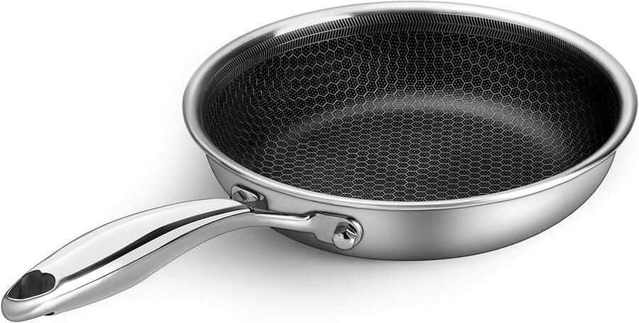 20 cm RVS Koekenpan Honecomb Koekenpan Triply Antiaanbakpan voor Gas Inductie Keramische Koken en Oven