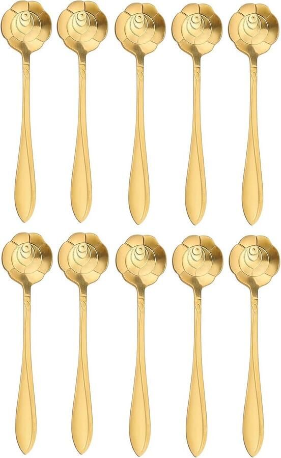 20-delige Goudkleurige Dessertlepels Roestvrijstalen Koffie- en Theelepels voor IJs en Snacks