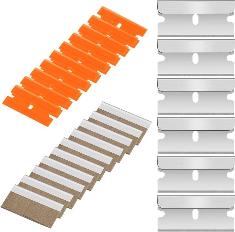 20-delige set schrapers 10 metalen en 10 plastic schrapers vervangmesjes voor auto krasvrije glas schraper voor keramische kookplaten en verf