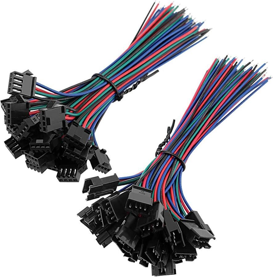 20 Pairs JST SM 4-Pin 2.54mm Pitch Plug Mannelijke en Vrouwelijke Connector Adapter met 150mm Elektrische Kabel Draad voor LED Licht