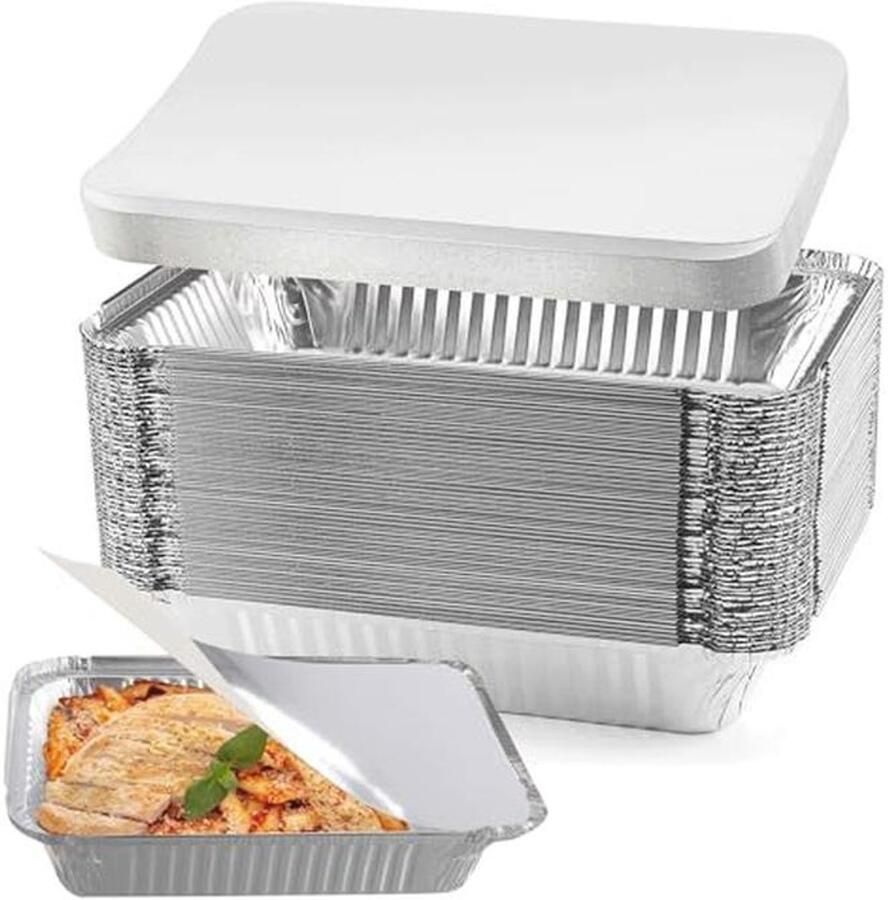 20 Stuks Aluminium Bakplaten met Deksel Ideaal voor Oven en Vriezer 31 x 21 x 5 cm