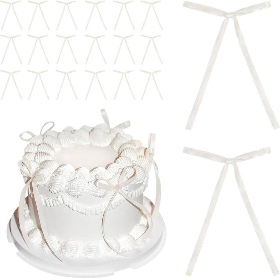 20 Stuks Beige Strikken voor Taarten Versieringen voor Verjaardagen Bruiloften en Feestjes Decoratieve Taartaccessoires en Cake Toppers