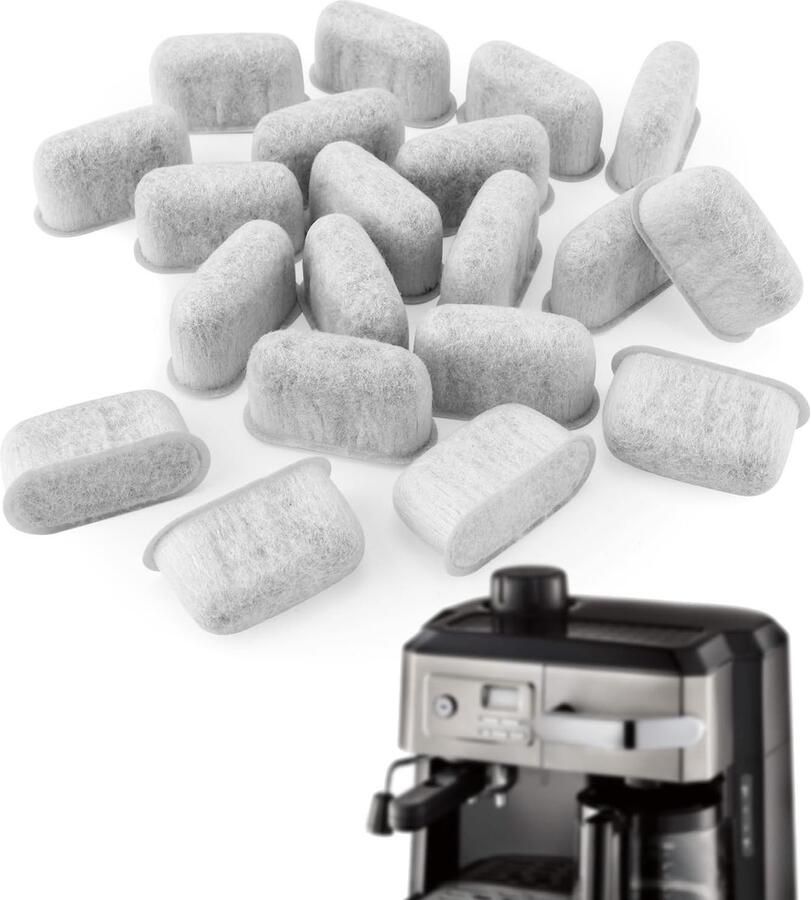 20 Stuks Espresso Machine Filters voor Delonghi Actieve Houtskool Waterfilters voor Koffie Vervangingsset voor Optimaal Aroma en Smaak