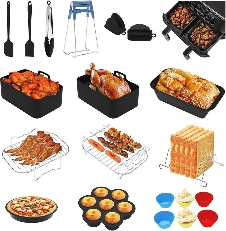 20 Stuks Heteluchtfriteuse Accessoires Universele Airfryer Accessoireset voor Dual Zone 7 6 tot 9 5 L