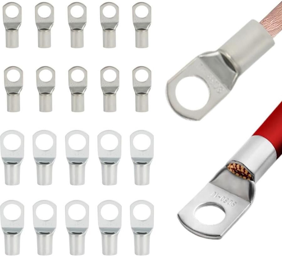 20 stuks kabelschoenen verdikte koperen oogklemmen ringkrimpklemmen niet-geïsoleerde SC-connectoren voor auto's en elektrische systemen ringkabelschoenen