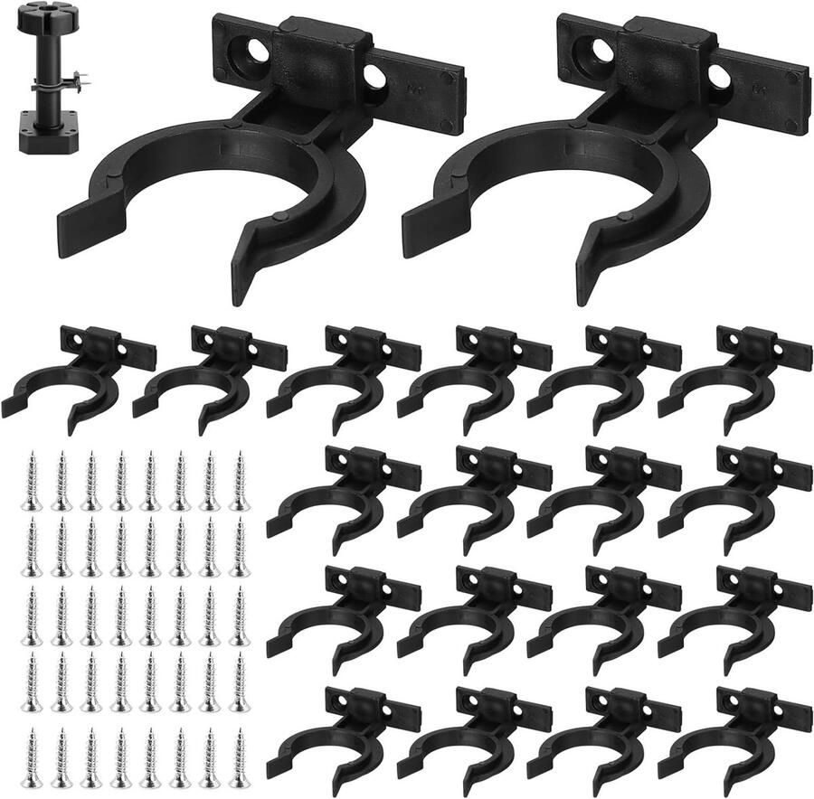 20 Stuks Kickboard Clips voor Keuken en Badkamer Inclusief Beugels en Schroeven Geschikt voor 32-42mm Diameter Kast- en Bedpootjes Duurzaam en Makkelijk te Installeren