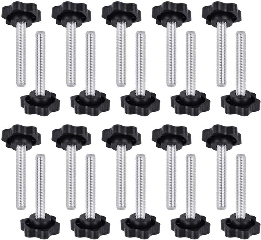 20 stuks klemknop vleugelschroef M6 x 40 schroefdraad sterkopschroef M6 stergreepmoer stergreepschroeven sterschroef kunststof kop klemschroef voor gereedschapsmachine
