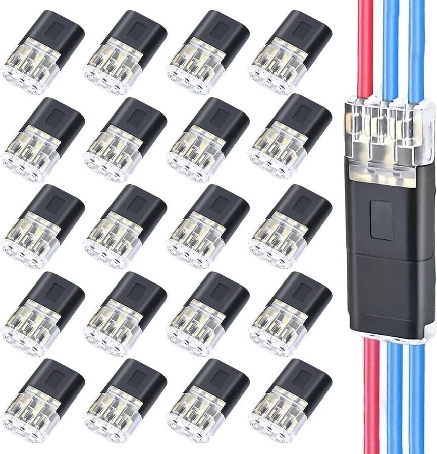 20 stuks laagspanningsdraadconnectoren 2-pins draadconnectoren geen strippende kabelconnector voor 18-22 AWG-draden led kleine bedrading plafondventilatoren krimpklemmen
