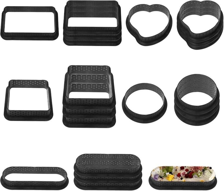 20 stuks perforerende ronde cakevormen van plastic met gaten voor mousse muffins en mini pizza's