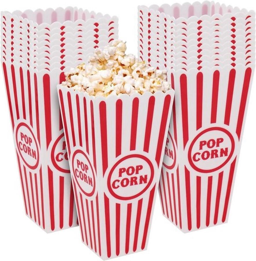 20 stuks plastic popcornbakjes retro popcorndozen rood-wit gestreepte popcorndozen klassieke popcorn-snoepverpakking voor verjaardagen filmavond en bruiloften