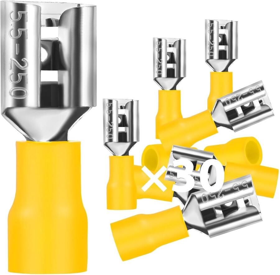 20 stuks platte steekhulzen 4-6 mm² steekbreedte 6 35 mm pvc platte stekker deels geïsoleerde kabelschoen FDD-kabelconnector van vertind koper