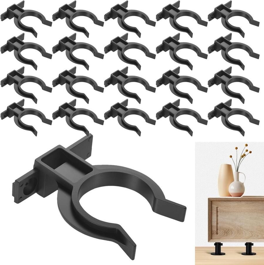 20 Stuks Stevige Keuken Skirting Clips en Beugels Zwarte Plastic Kickboard Clips voor Eenvoudige Installatie Inclusief Schroeven en Bevestigingsmateriaal voor Keukens (32-36mm)