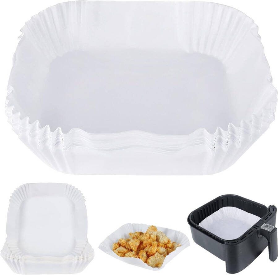 200 stuks Airfryer Liner Airfryer Accessoires olie-absorberende voedselpad vierkant bakpapier antiaanbakpapier voor Airfryer wegwerpbaar (binnenkant 7 9 inch) bruin 20cm