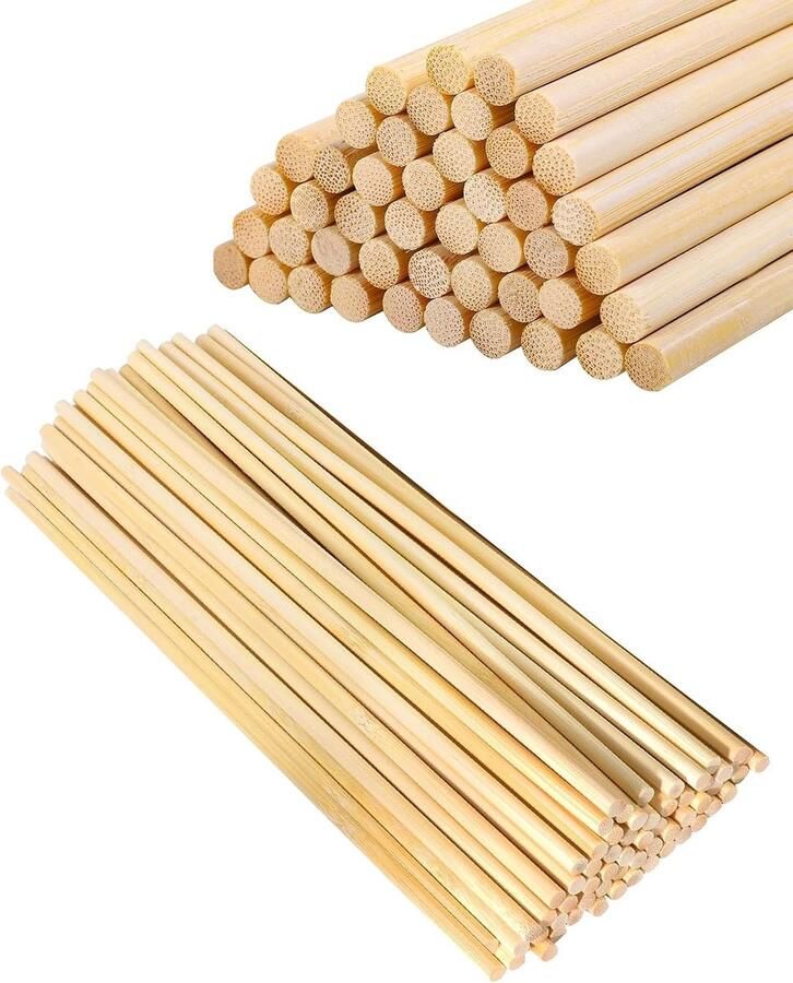 200 Stuks Houten Stokken Rond voor Suikerspinmachine Natuurlijke Houten Stokken voor Knutselen en DIY Projecten (30cm x 0.5cm)