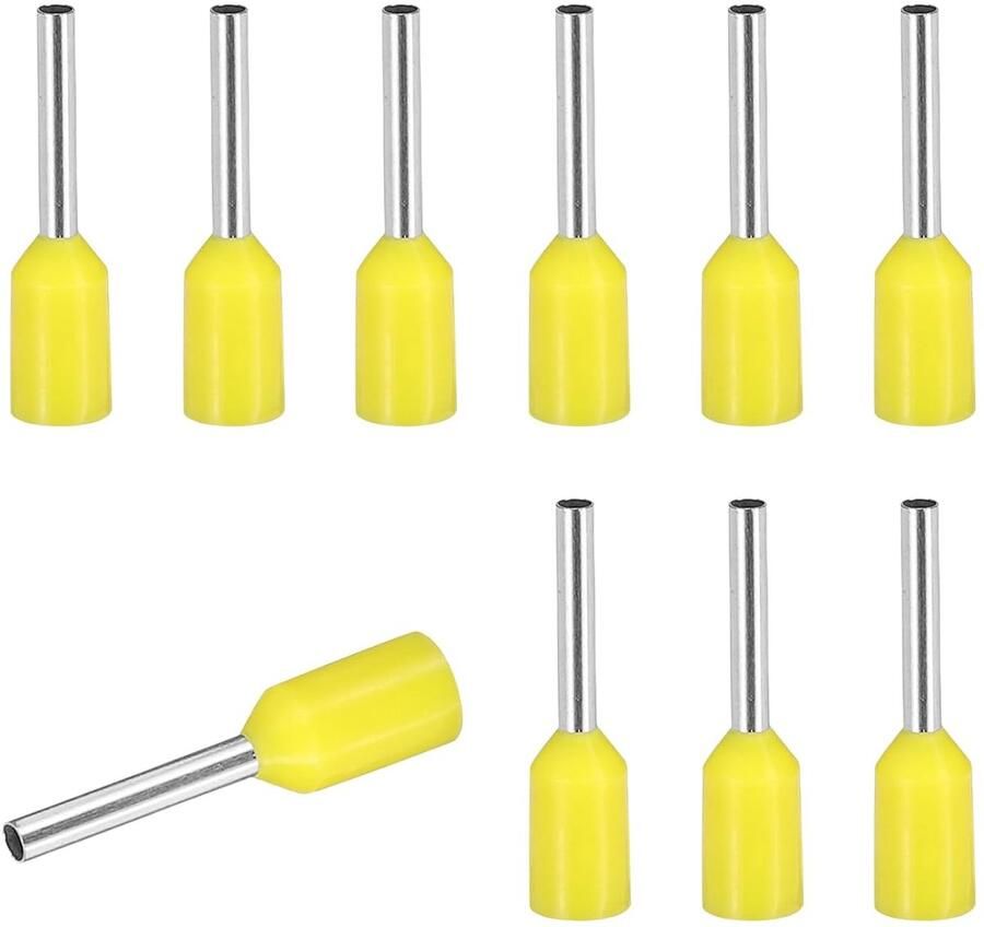 200 stuks krimpklemmen draad VE0508-24AWG krimpklemmen van koper met isolatie voor kabeluiteinden voor elektrische projecten industrie chemische industrie geel