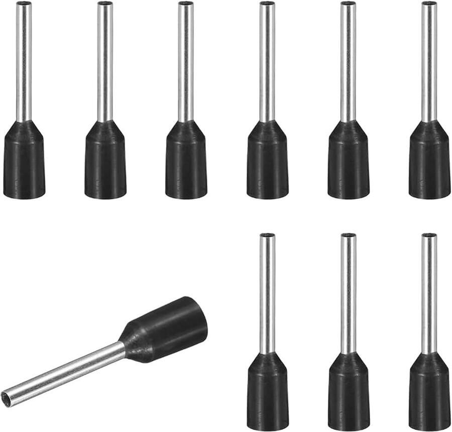 200 stuks krimpklemmen voor draad VE0510-24AWG krimpklemmen van koper met isolatie voor elektrische projecten industrie chemie industrie kleur zwart