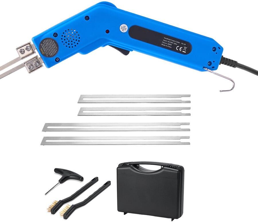 200 W Elektrisch Schuimsnijgereedschap met Instelbaar Temperatuurbereik (50 ℃ 500 ℃) Inclusief 150 mm En 200 mm Messen voor Het Snijden van Piepschuim Kt-Plaat Polyethyleen Spons En Rubber Wordt Geleverd met Gereedschapskist