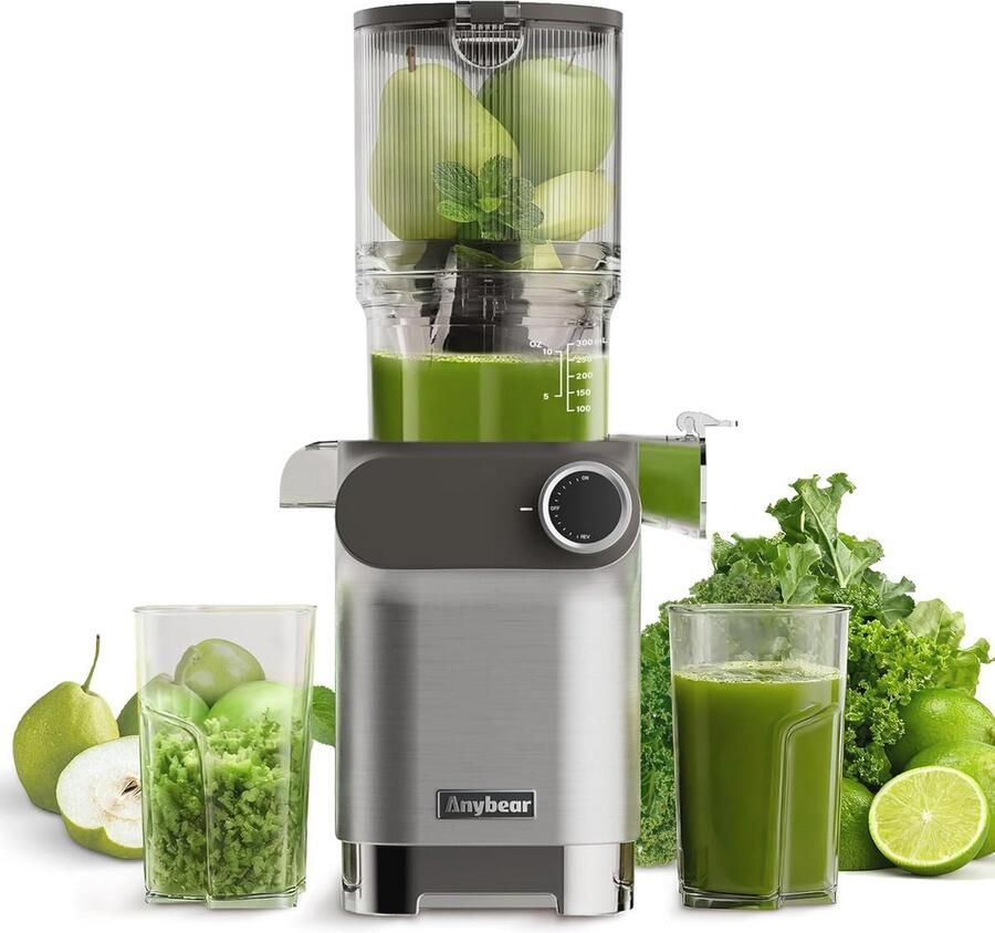 200 Watt Slow Sapcentrifuge voor Hele Groenten en Fruit BPA-vrij Inclusief Saprecepten