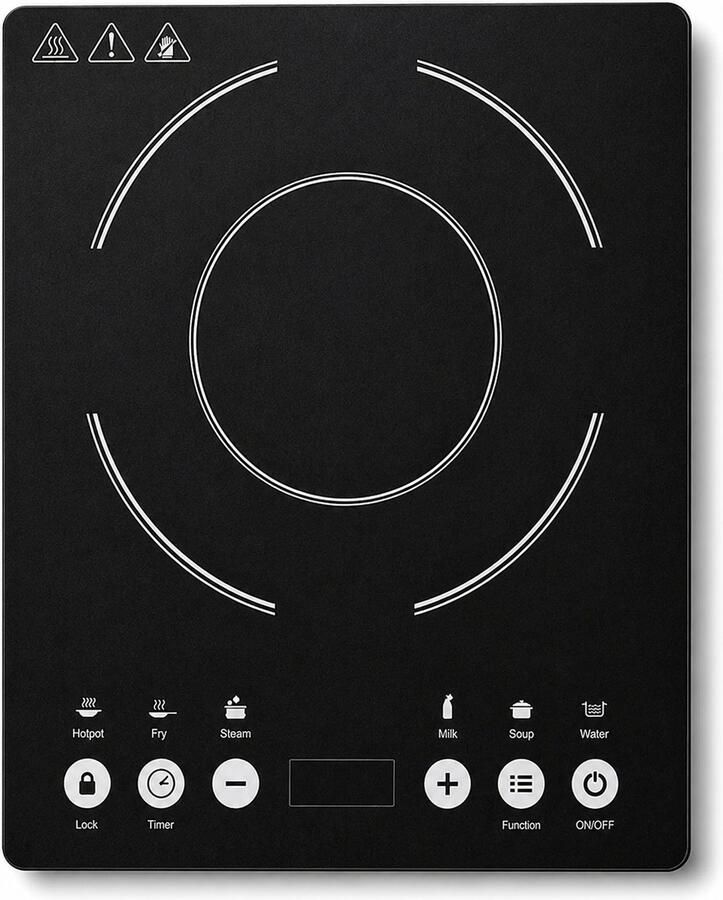 2000 W inductiekookplaat met aanraakbediening duurzaam glazen paneel 10 vermogensstanden en 6 functies elektrische kookplaat voor thuis koken inductiekookplaat