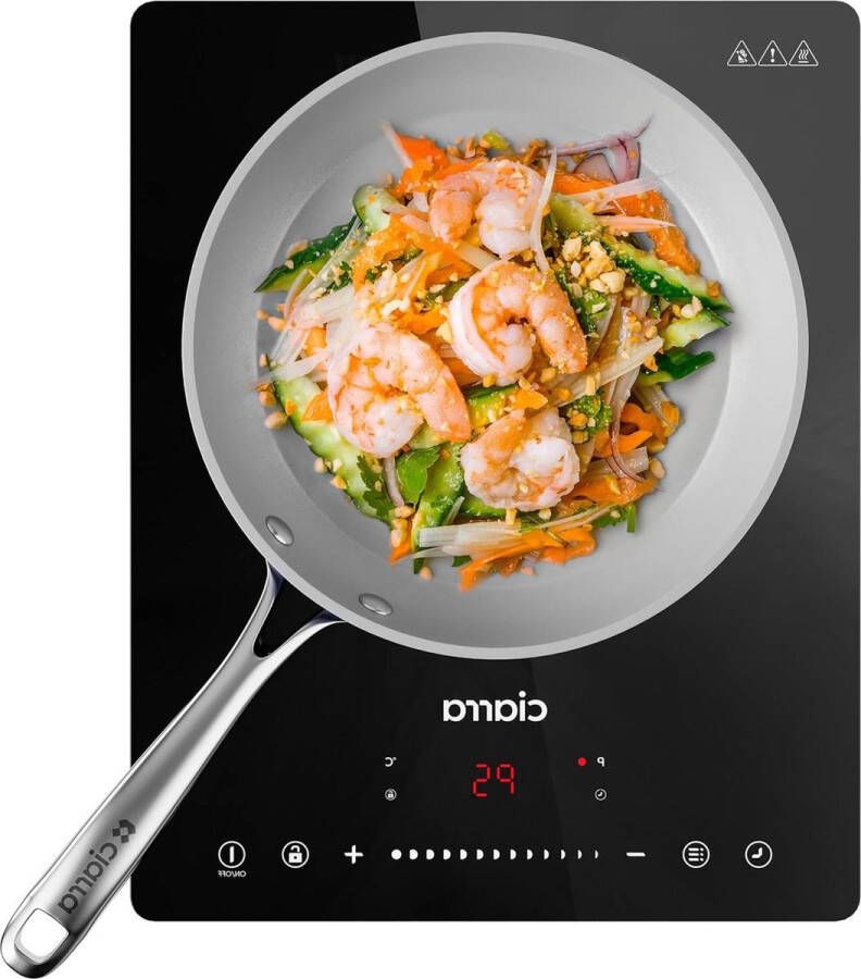 2000W enkele inductiekookplaat touchscreen LED-speler 8 hendelkracht 8 temperatuur timer veiligheidsslot Zwart