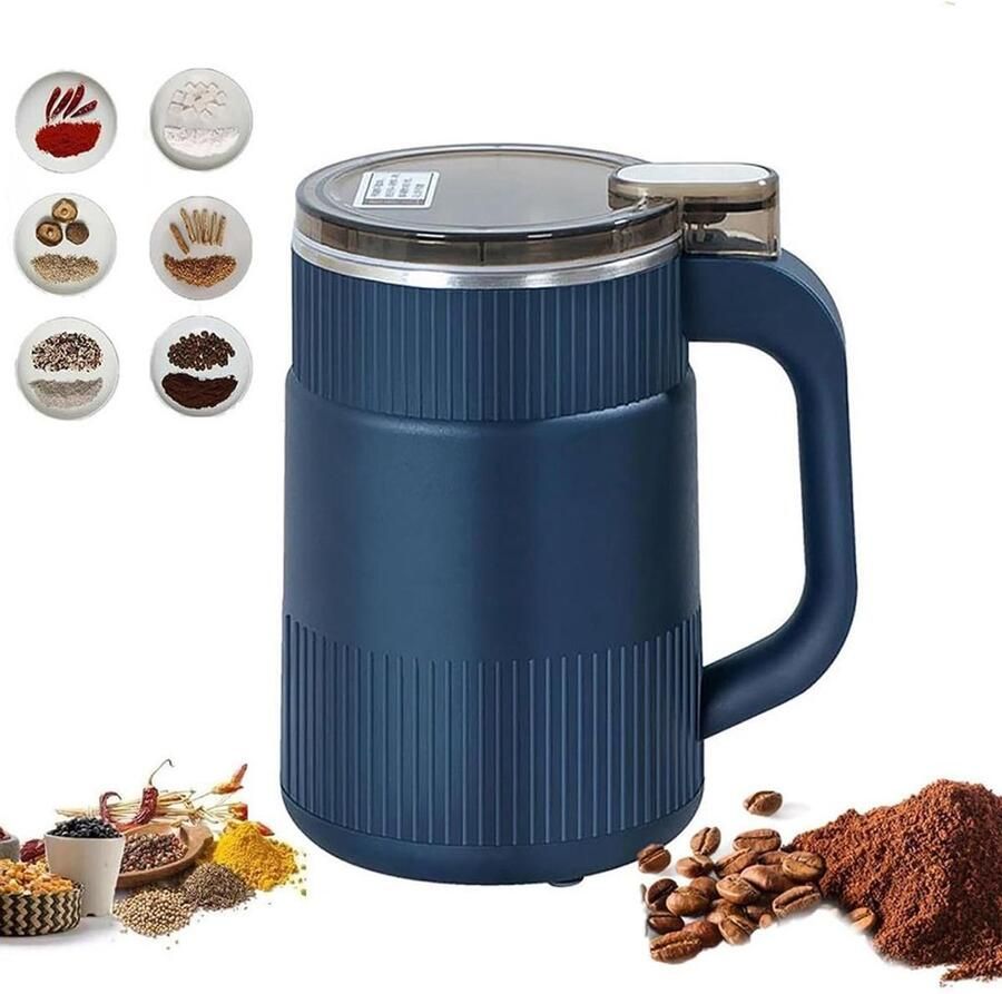 200W elektrische graanmolen 1L roestvrijstalen koffiemolen 28.000 RPM 8 messen snel malen in 10 seconden fijn malen oververhittingsbeveiliging stille werking Geschikt voor granen specerijen kruiden en koffie