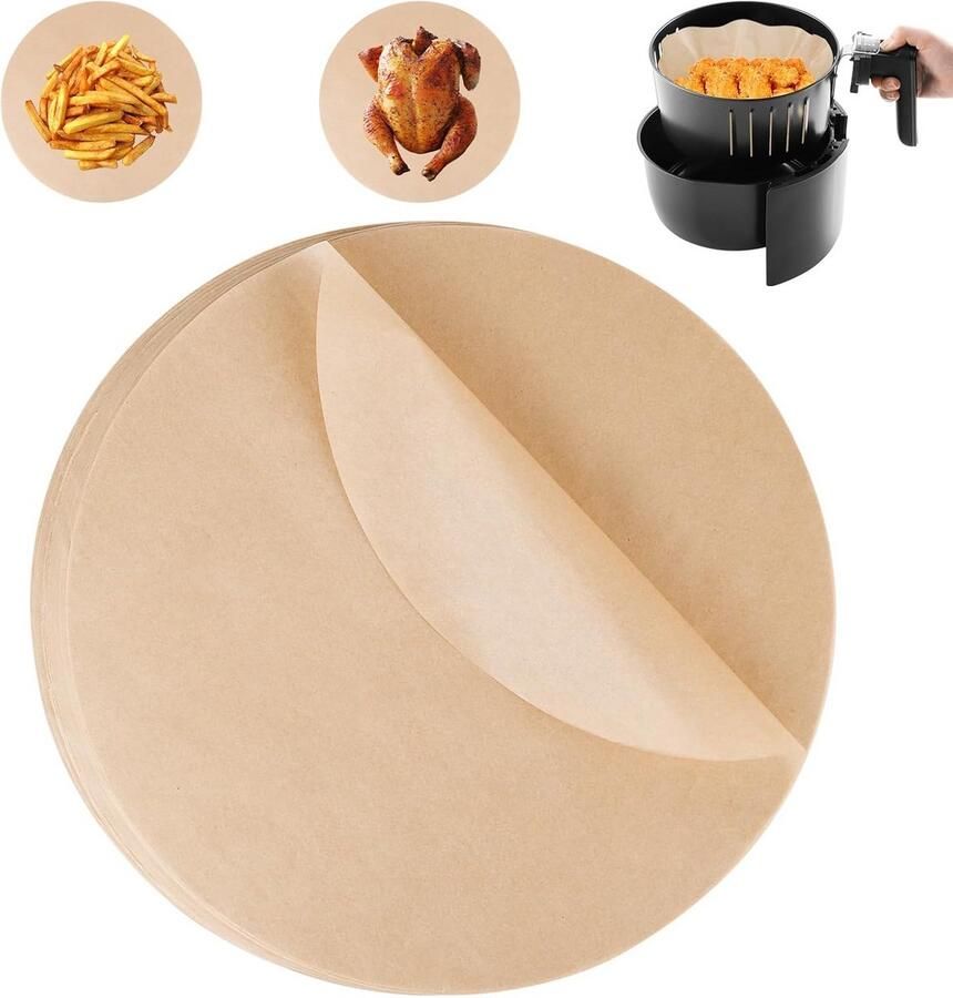 200x Ronde Bakmatten 30 cm voor Airfryer Oven en Pizza Hittebestendig en Antiaanbak