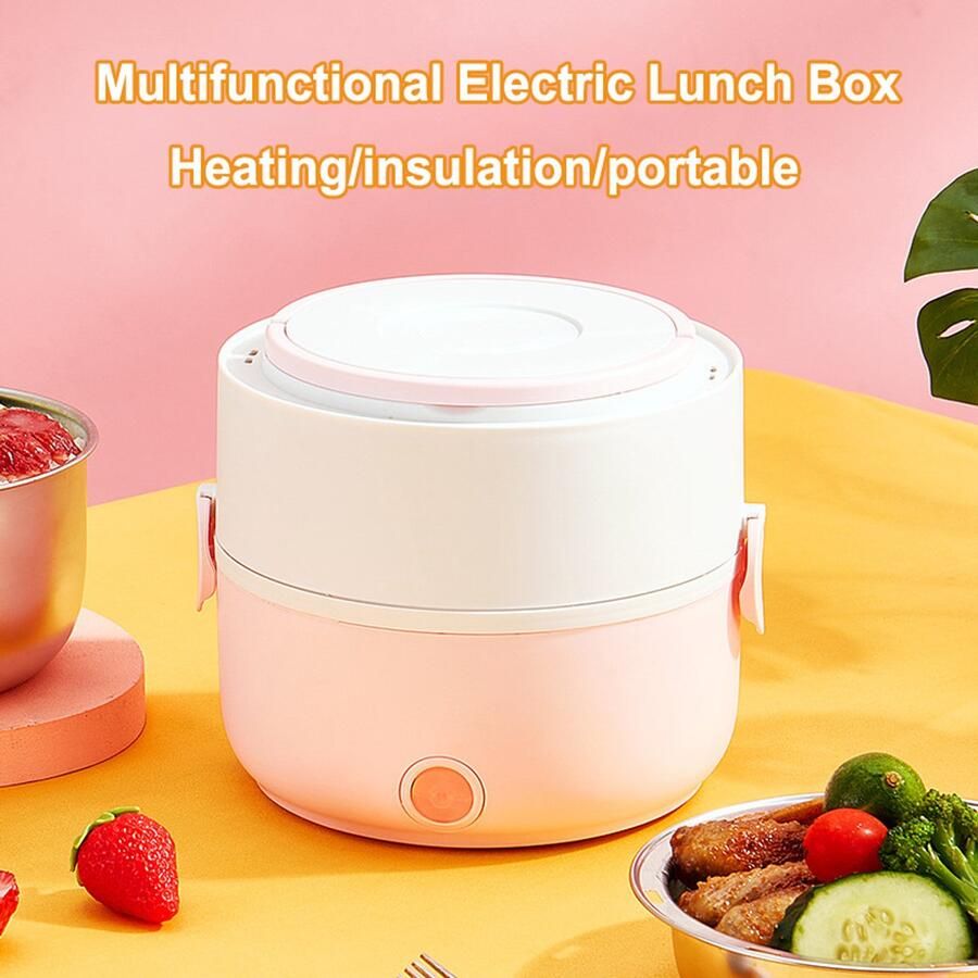 2024 Geüpgraded Snelle Verwarmings Elektrische Lunchdoos Kleine Multifunctionele Geïsoleerde Rijstkoker Stoomoven Draagbare Elektrische Lunchdoos