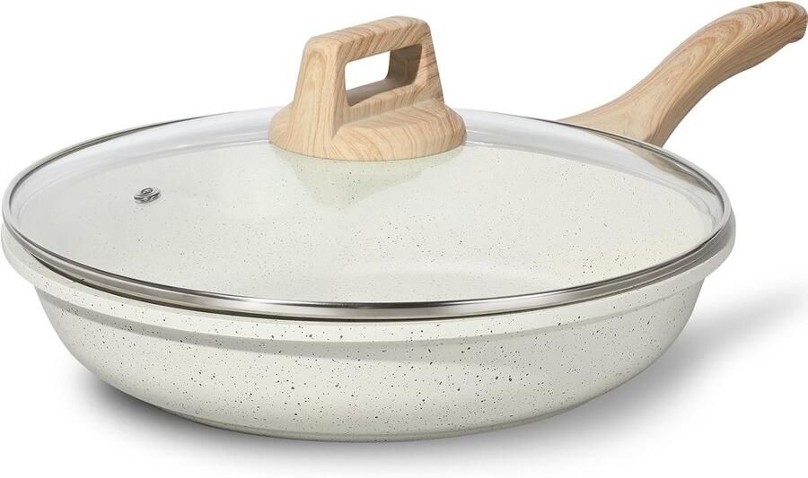 20cm Koekenpan met Deksel Anti-aanbak Keramische Coating voor Eieren en Pannenkoeken Geschikt voor Gas Elektrisch en Inductie PFOA-vrij