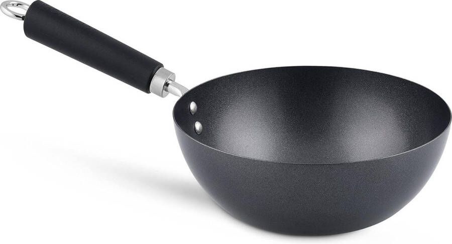 20cm Mini-Wok Excellentie Koolstofstaal Niet Plakken Geschikt Voor Inductiekookplaten en Metalen Keukengerei Vaatwasmachinebestendig 2 Jaar Garantie