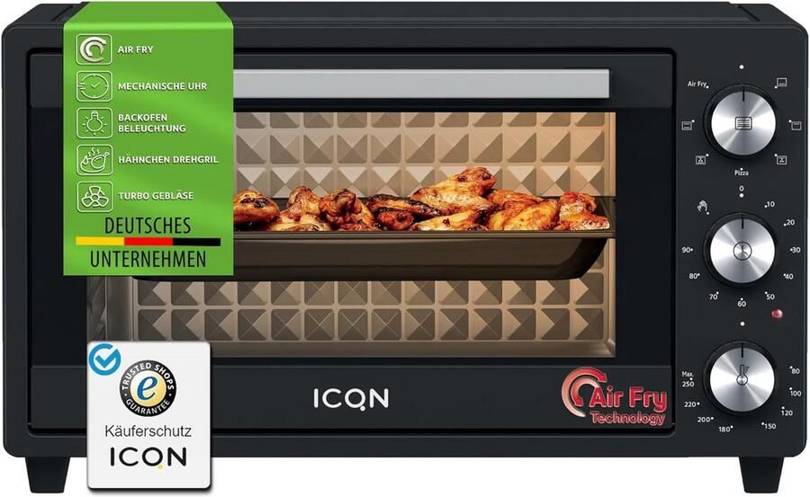 20L Minioven met Airfry Functie Hetelucht Oven en 5 Programma's 1500W