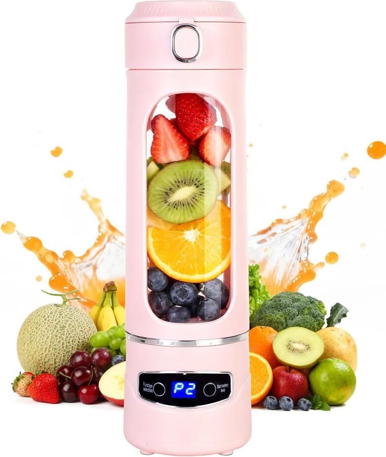 20Oz 600ml Grote Inhoud Persoonlijke Draagbare Blender Hoog Vermogen Draadloos Voor Smoothies & Shakes Roze
