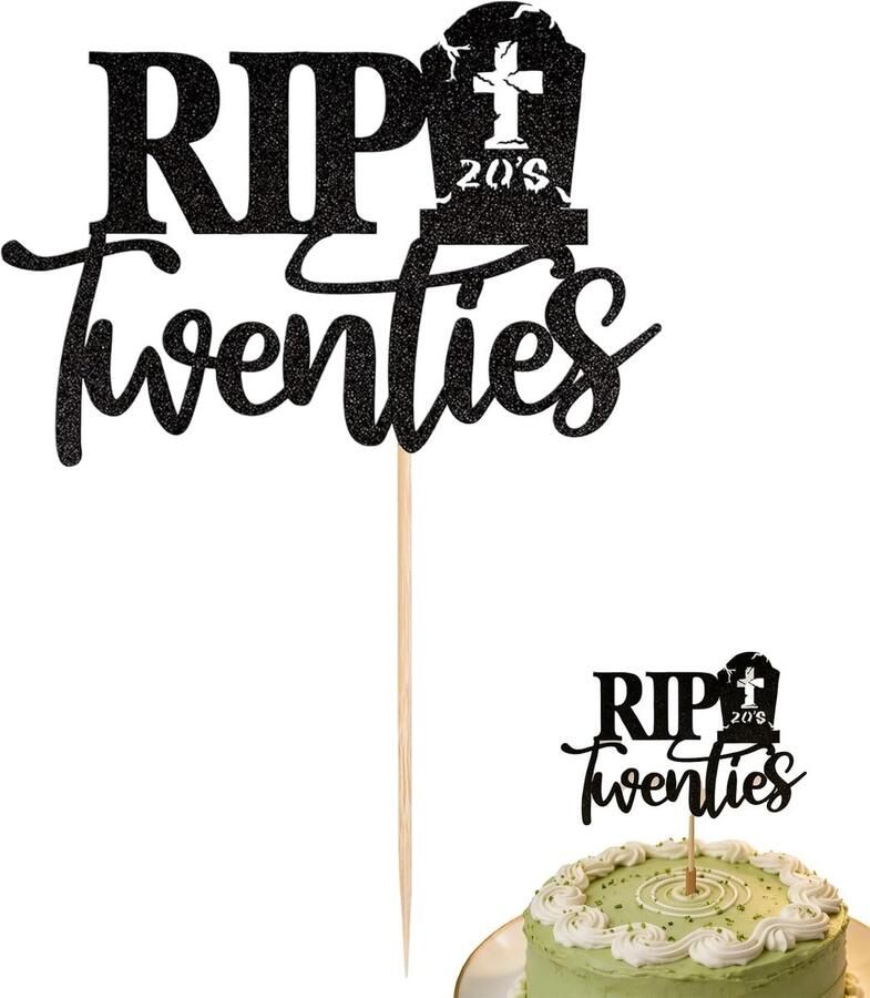 20s decoratie voor dames en heren Rip taartdecoratie voor dames en heren Death To My Twenties taartopzetstuk Dirty Thirty verjaardagskaart taartdecoratie geboortekaart verjaardagsdecoratie