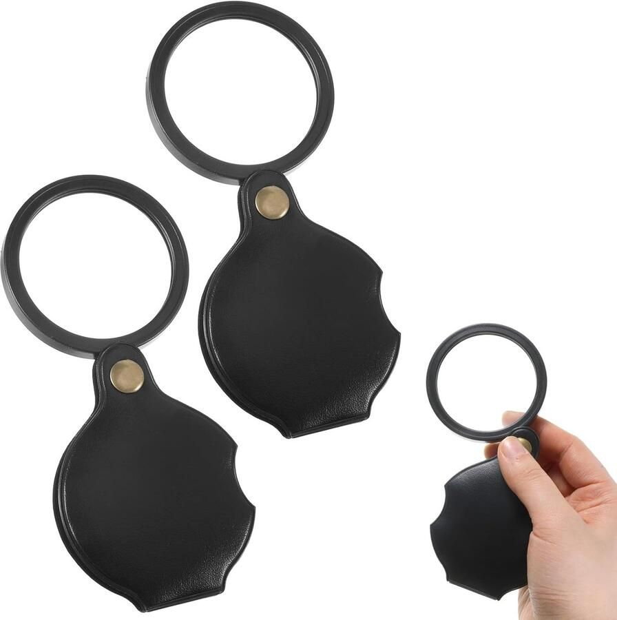 20X Pocket Vergrootglas 2 Stks Vouwen Klein Vergrootglas Mini Draagbaar voor Reizen Lezen Sluiten Werk Observatie Exploratie Repareren Ouderen Gift Zwart