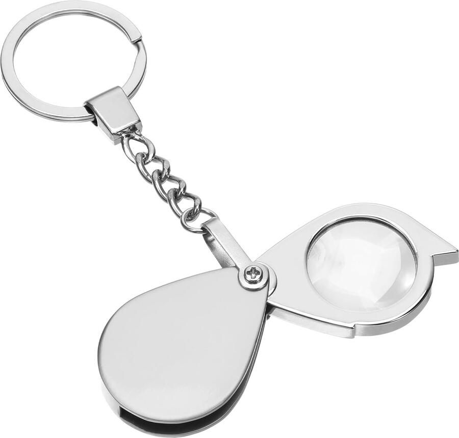 20x Pocket Vergrootglas Kleine Juweliers Vergrootglas Zilver Opvouwbare Roterende Mini Loep Vergrootglas Sleutelhanger voor het lezen van kranten Boek Tijdschrift Hobby Sieraden Edelstenen