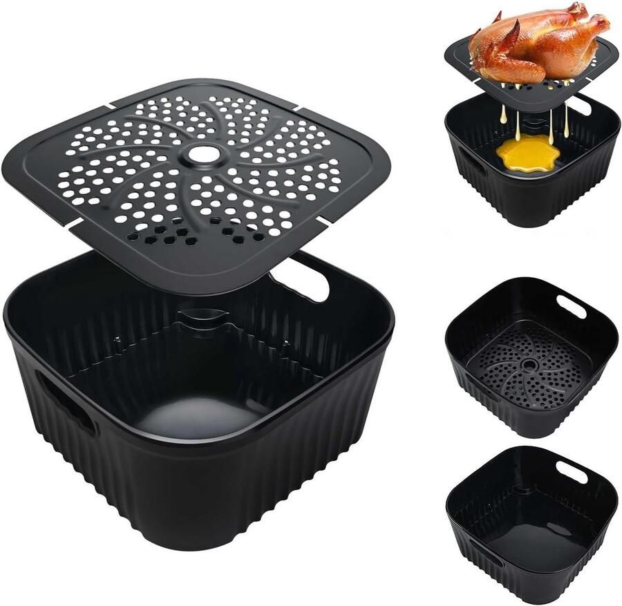 Airfryer siliconenvorm 21 cm flexibele bakvorm hittebestendig ideaal voor gezonde snacks SnelShoppen
