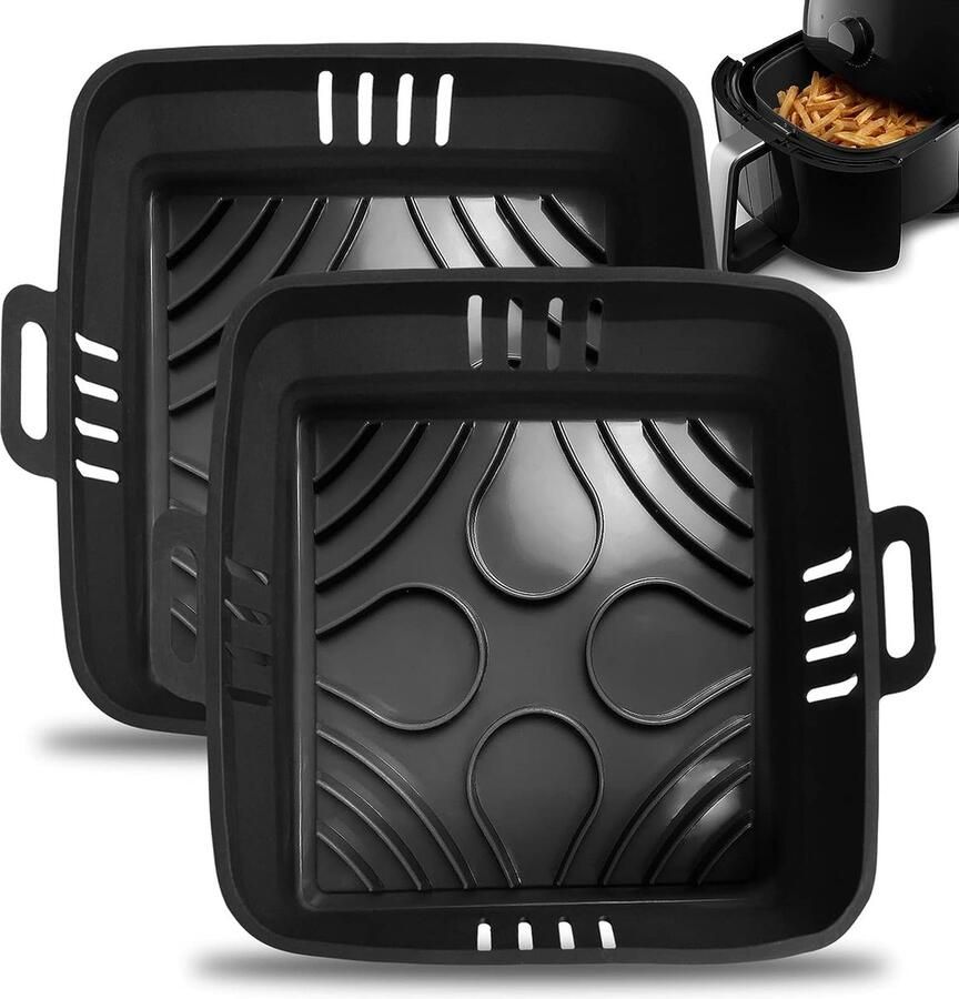 22 cm Airfryer siliconen vorm XXL siliconen vorm voor heteluchtfriteuse compatibel met Cosori 5 l 6 4 l 2 stuks collabers herbruikbaar bakpapier voor heteluchtfriteuse accessoires