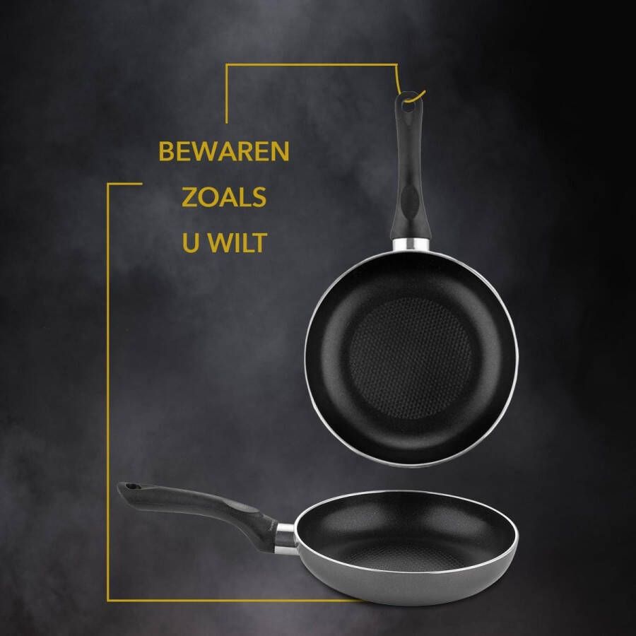 22 cm Diameter Aluminium Koekenpan met Antiaanbaklaag voor Inductie Gas Elektrisch Zwart