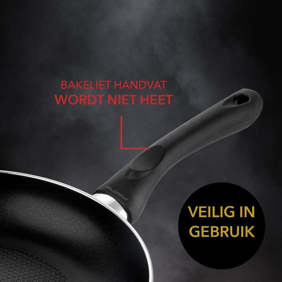 22 cm Diameter Aluminium Koekenpan met Antiaanbaklaag voor Inductie Gas Elektrisch Zwart