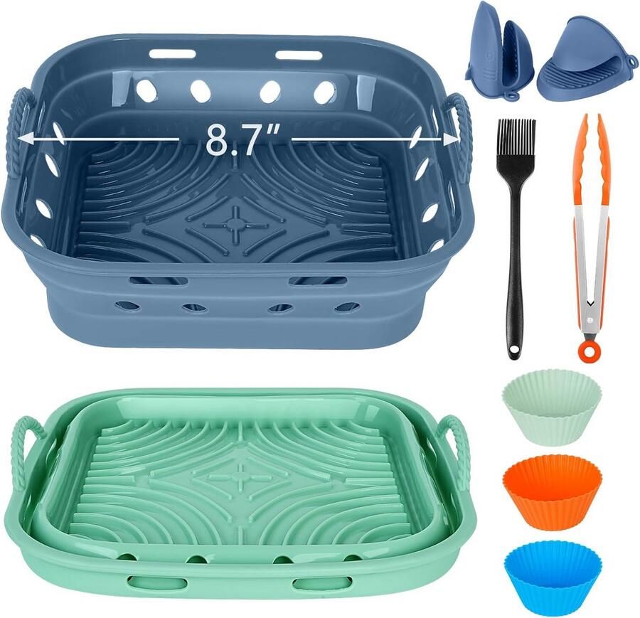 22 cm Vierkante Siliconen Airfryer Luchtfriteuse Bakvorm Herbruikbare Voedselveilige Mand Liner