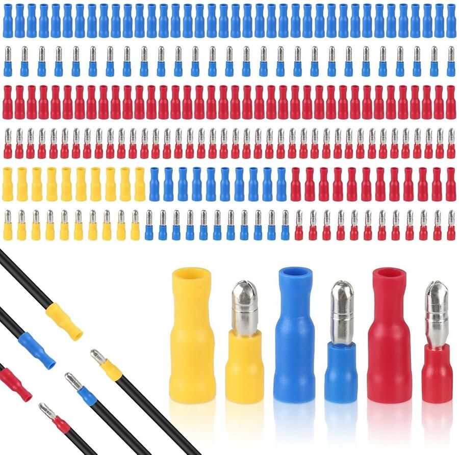 220 stuks ronde connectoren 110 stuks ronde stekkers en 110 stuks knelverbindingen 0 5-6 0 mm² kabelschoenen rond kabelconnectoren met 3 soorten kleuren voor auto motorfiets