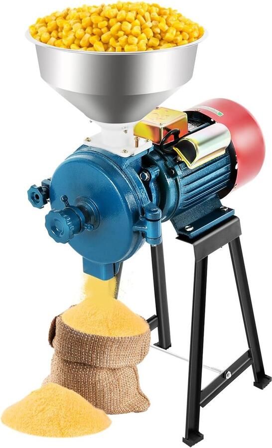 2200W Elektrische Schrotmolen 1400r min Korenmolen Graanmolen Koffiemolen Notenmolen met Trichter voor Malen van Maïs Tarwe