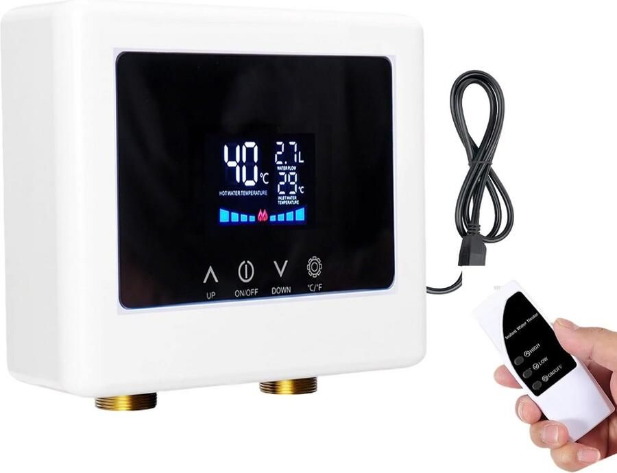 220V elektrische doorstroomverwarmer voor onder de gootsteen met afstandsbediening en digitaal display draagbaar mini-doorstroomontwerp geschikt voor campers keukens en badkamers