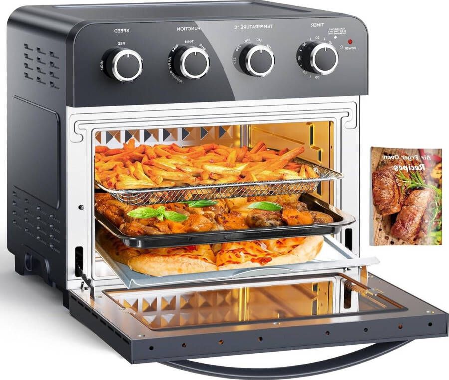 23-liter 6-in-1 multifunctionele mini-oven met convectie en airfryer 1700 W olievrij koken 3 lagen heteluchtoven met 100 recepten