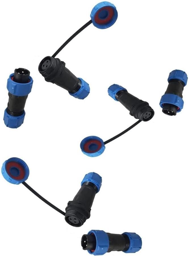 230V 12V IP68 13 mm 2-polige ronde stekker connector stekker set met deksel connector waterdicht voor tuin boot auto voor max. 6 5 mm kabeldiameter (3 sets 3-pins)