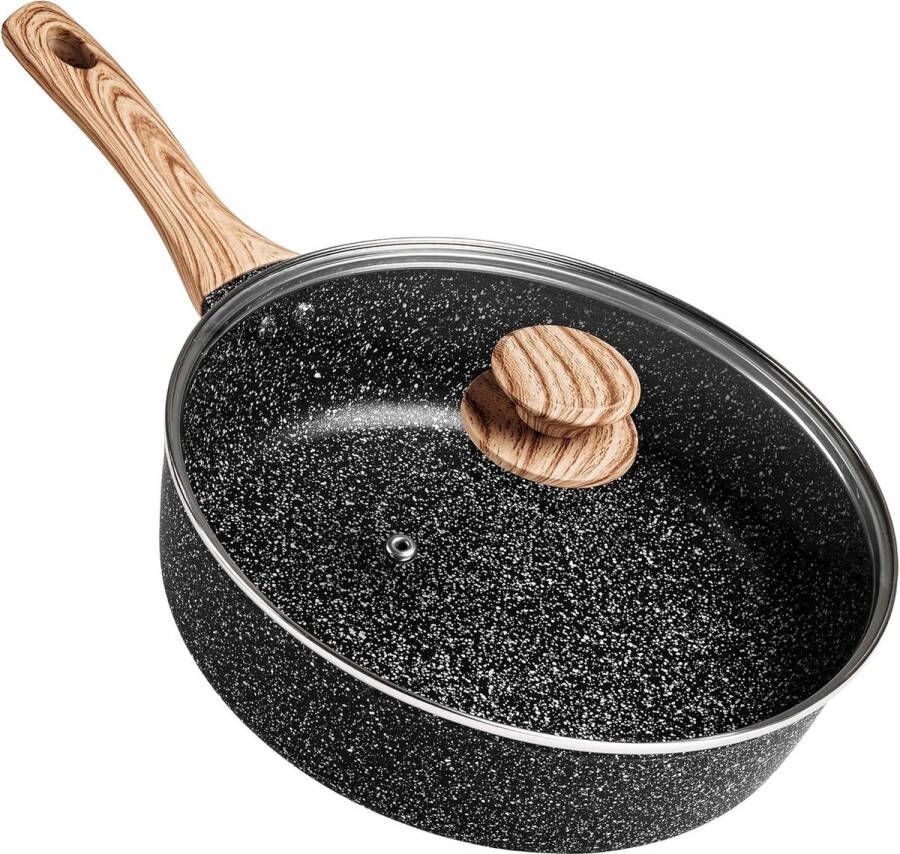 Senza Marchio 24-cm antiaanbaklaag diepe koekenpan met deksel en zacht bakeliet handvat voor inductiekookplaat