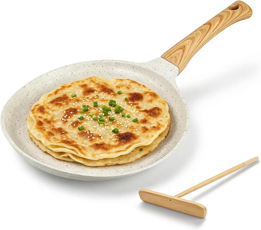 24 cm met witte steencoating diepe pan met antiaanbaklaag geschikt voor inductie veelzijdig voor koken en pannenkoeken