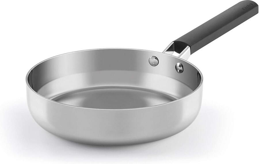 24 cm roestvrijstalen koekenpan met siliconen steel – inductiegeschikt anti-aanbaklaag geschikt voor alle kookplaten