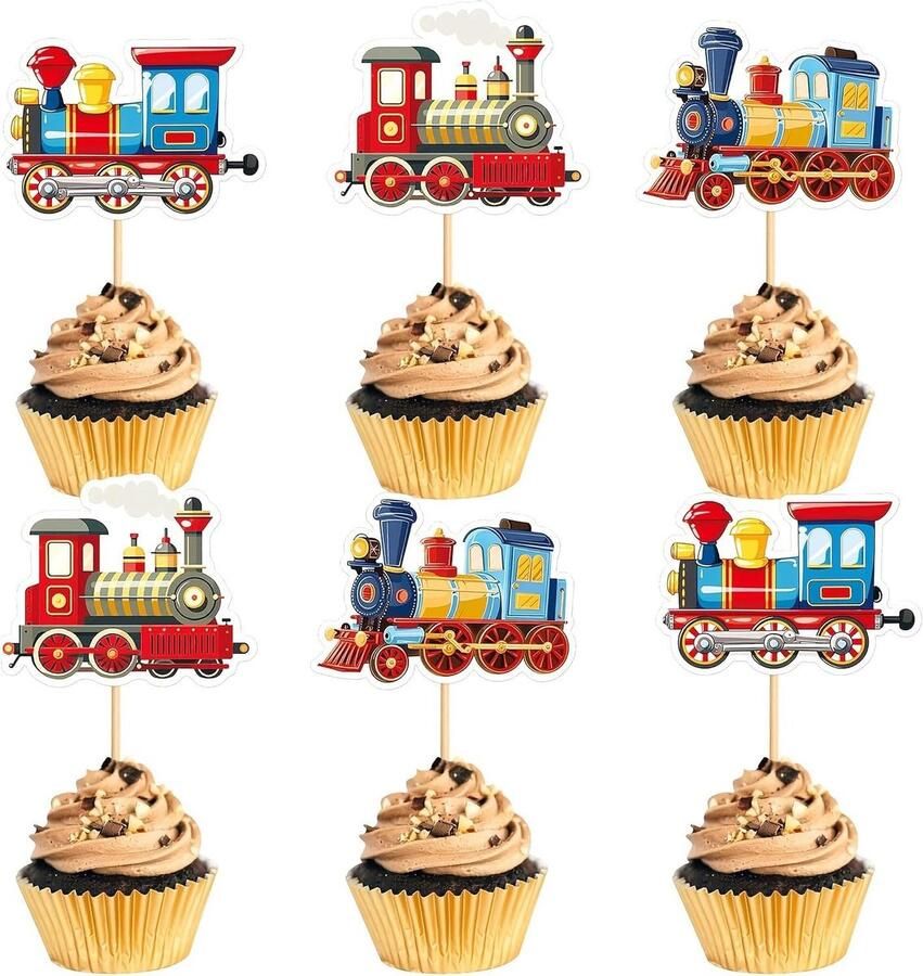24 creatieve taartstekers in retro trein-design decoratie voor middeleeuwse desserts verjaardagsfeestaccessoires taartdecoratie voor vriendin en vriend