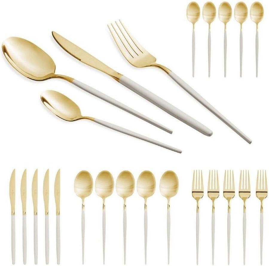 24-delige schaarset van roestvrij staal met gepolijste champagne afwerking