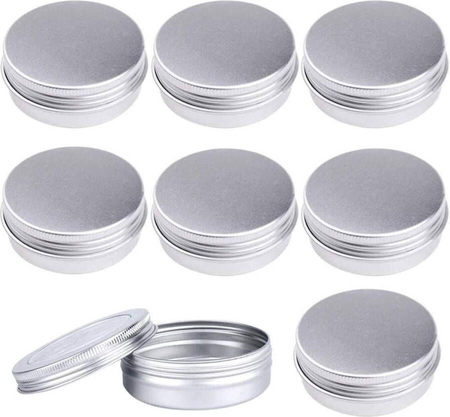 24 stuks lege aluminium potjes 60 ml zilver crèmepotje met schroefdeksel lippenbalsem lotion crème maskers mini-kaarsen cosmetica zilver wit